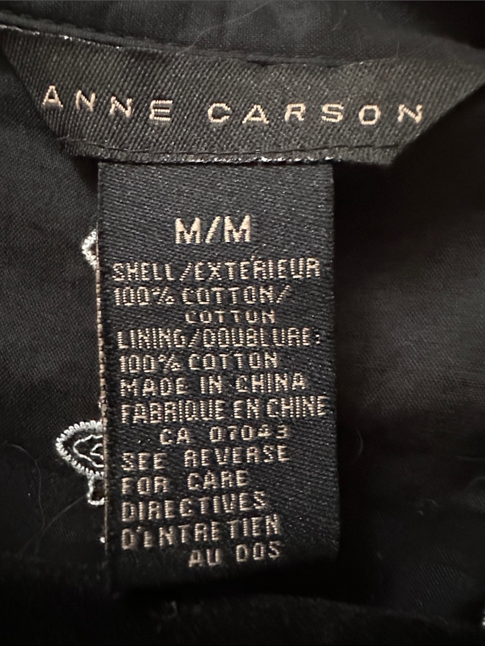 Anne Carson Black Dress with White Embroidered Stripes - Picture 2 of 15